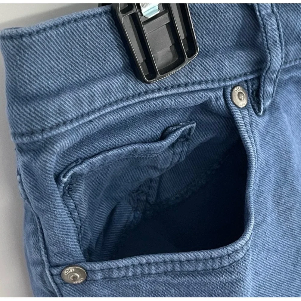LOFT Denim Shorts Women 12 31 Blue Raw Hem Frayed Stretch Mid Rise Casual Pocket